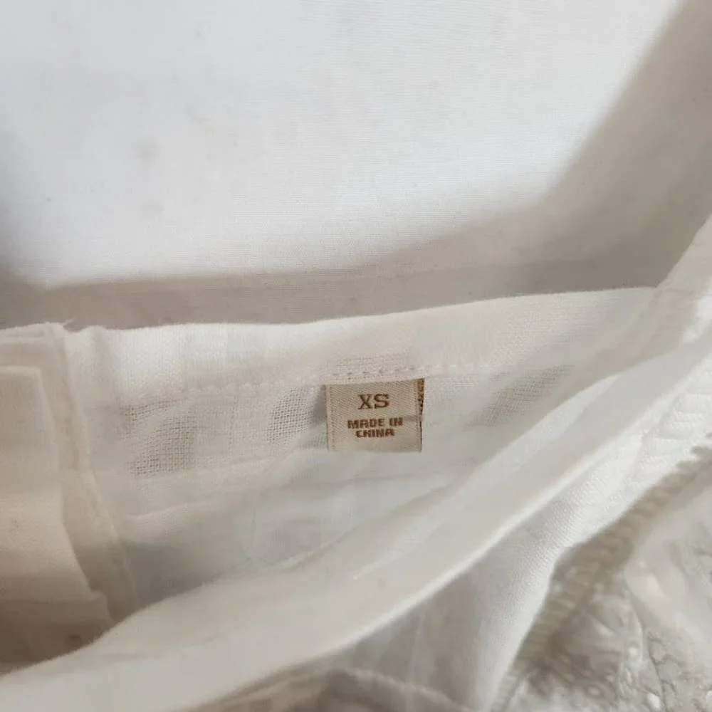 Scotch & Soda Eyelet‎ Ruffle Organic Cotton Pinafore Dress in White Size XS